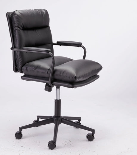 Office Chair Mid Back Desk Chair Modern Excutive Office Chair With Arms And Wheels For Home Office - Black - Furniture Home Direct