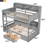 Twin Size Bunk Bed With Built-In Shelves Beside Both Upper And Down Bed And Storage Drawer - Furniture Home Direct