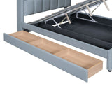 Platform Bed Upholstered Storage Hydraulic Drawers Gray - Furniture Home Direct