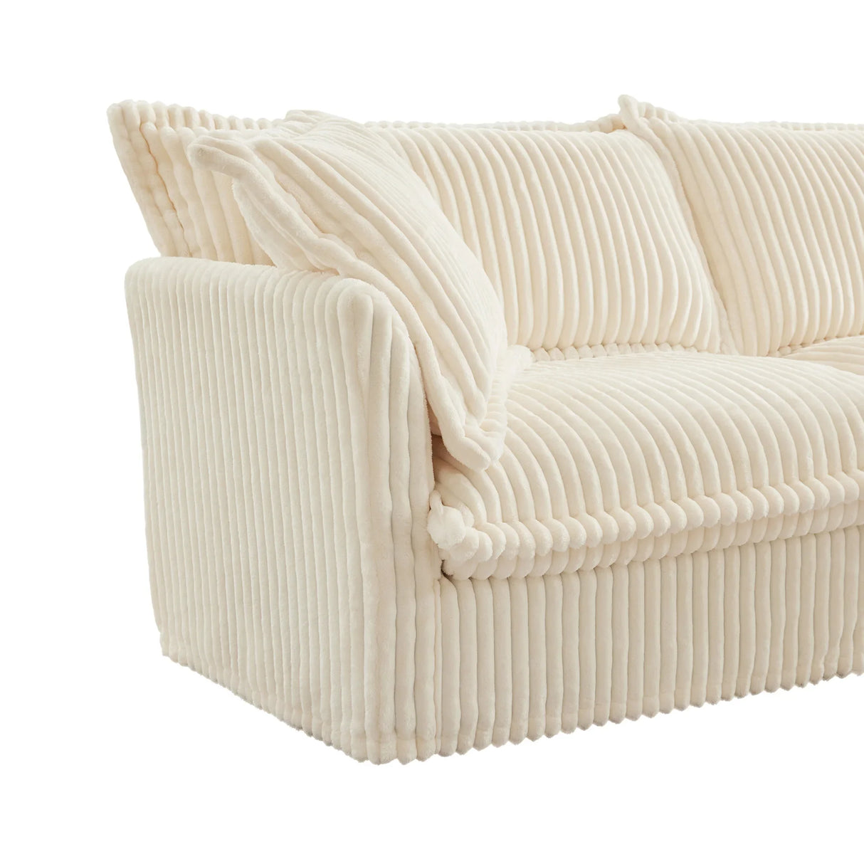 Corduroy Long Stationary Sofa - Cream - Furniture Home Direct
