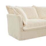Corduroy Long Stationary Sofa - Cream - Furniture Home Direct