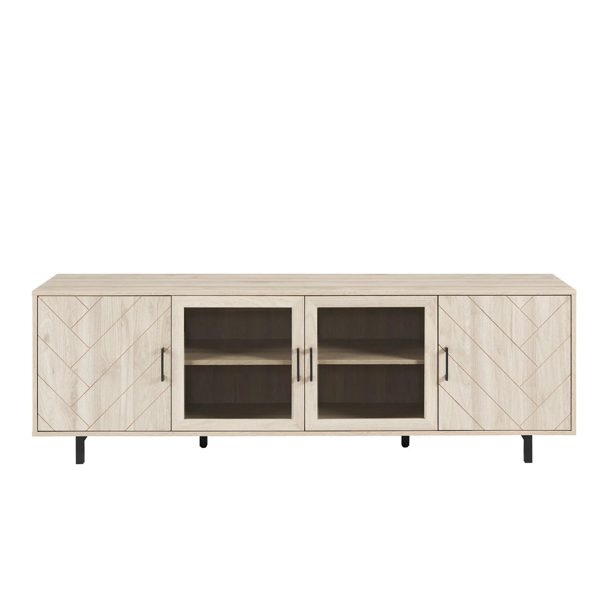 Modern Scandinavian 4 Door Herringbone 70" TV Stand For TVs Up To 80" - Furniture Home Direct