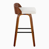 Maya - Mid Century Modern Fixed Height Barstool With Swivel And Square Footrest (Set of 2) - Furniture Home Direct