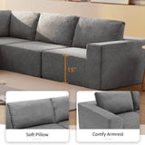 L Shaped Modular Sectional Sofa With Wide Seats Gray - Furniture Home Direct