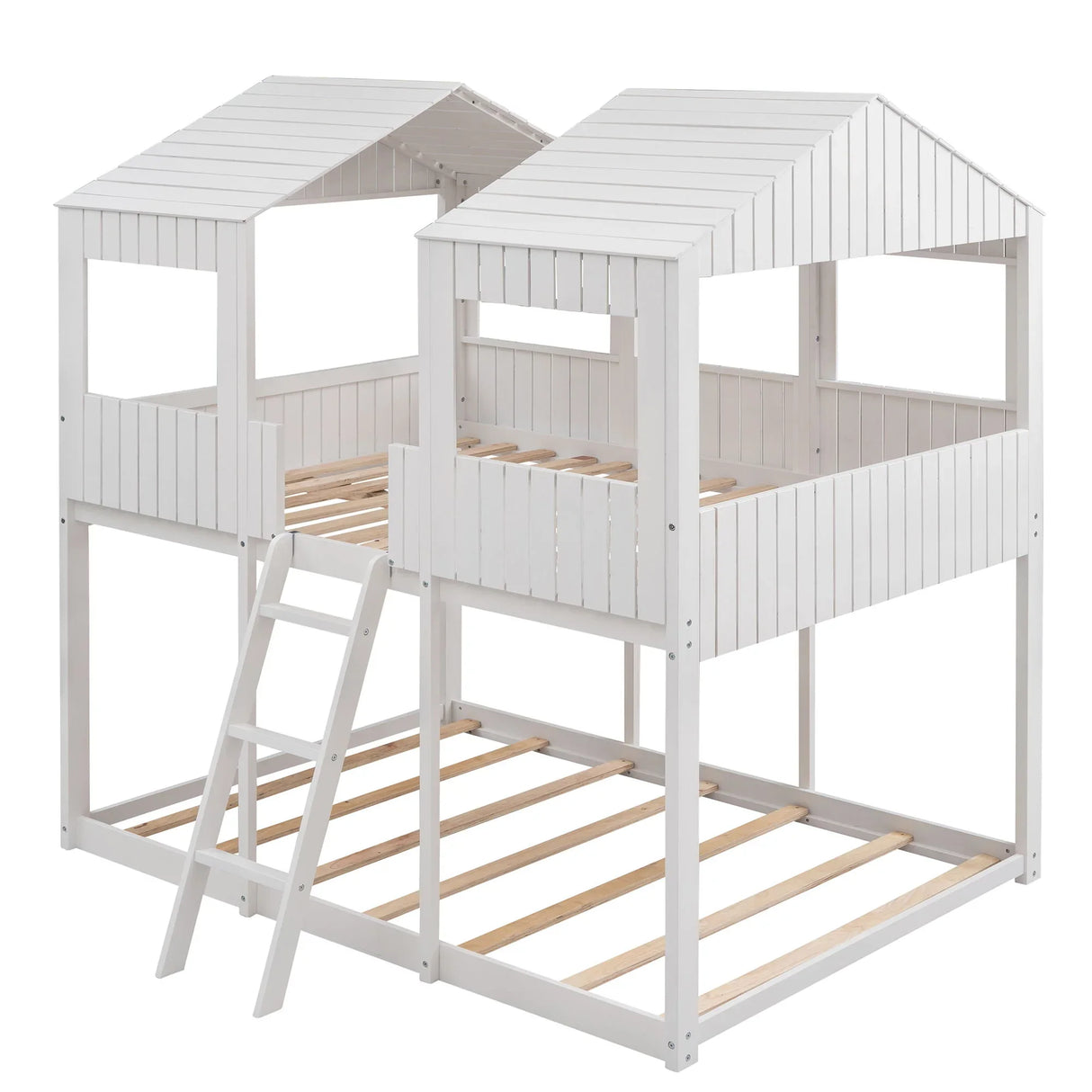 Bunk Bed With Roof, Window, Guardrail, Ladder - Furniture Home Direct