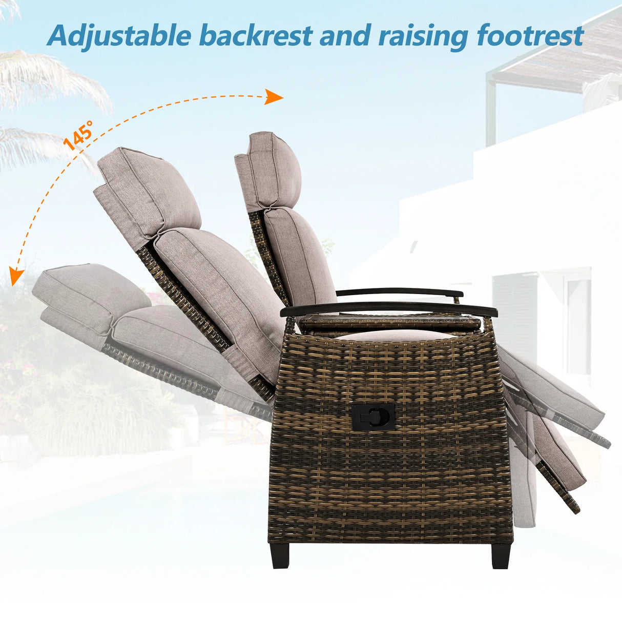 Outdoor Reclining Chaises With Built-in Storage Table - Furniture Home Direct