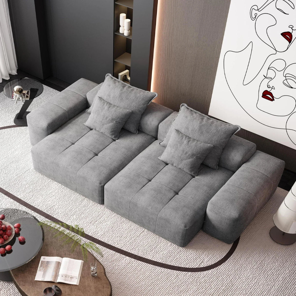 Modern Oversized Diy Combination Modular Sectional Sofa With Pillows - Furniture Home Direct