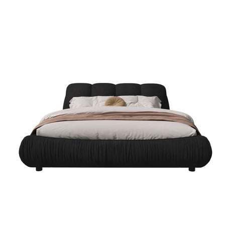 Luxury Upholstered Platform Bed With Oversized Padded Backrest And Solid Wood Frame - Furniture Home Direct