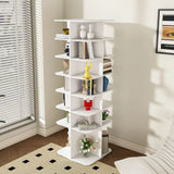 7 Tier Square Rotating Shoe Rack Tower With 360° Spinning Organizer - White - Furniture Home Direct