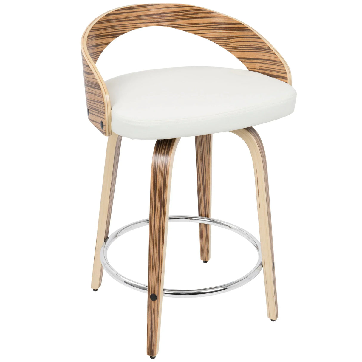 Grotto - Contemporary Fixed Height Counter Stool & Swivel With Round Footrest (Set of 2) - Furniture Home Direct