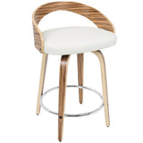 Grotto - Contemporary Fixed Height Counter Stool & Swivel With Round Footrest (Set of 2) - Furniture Home Direct
