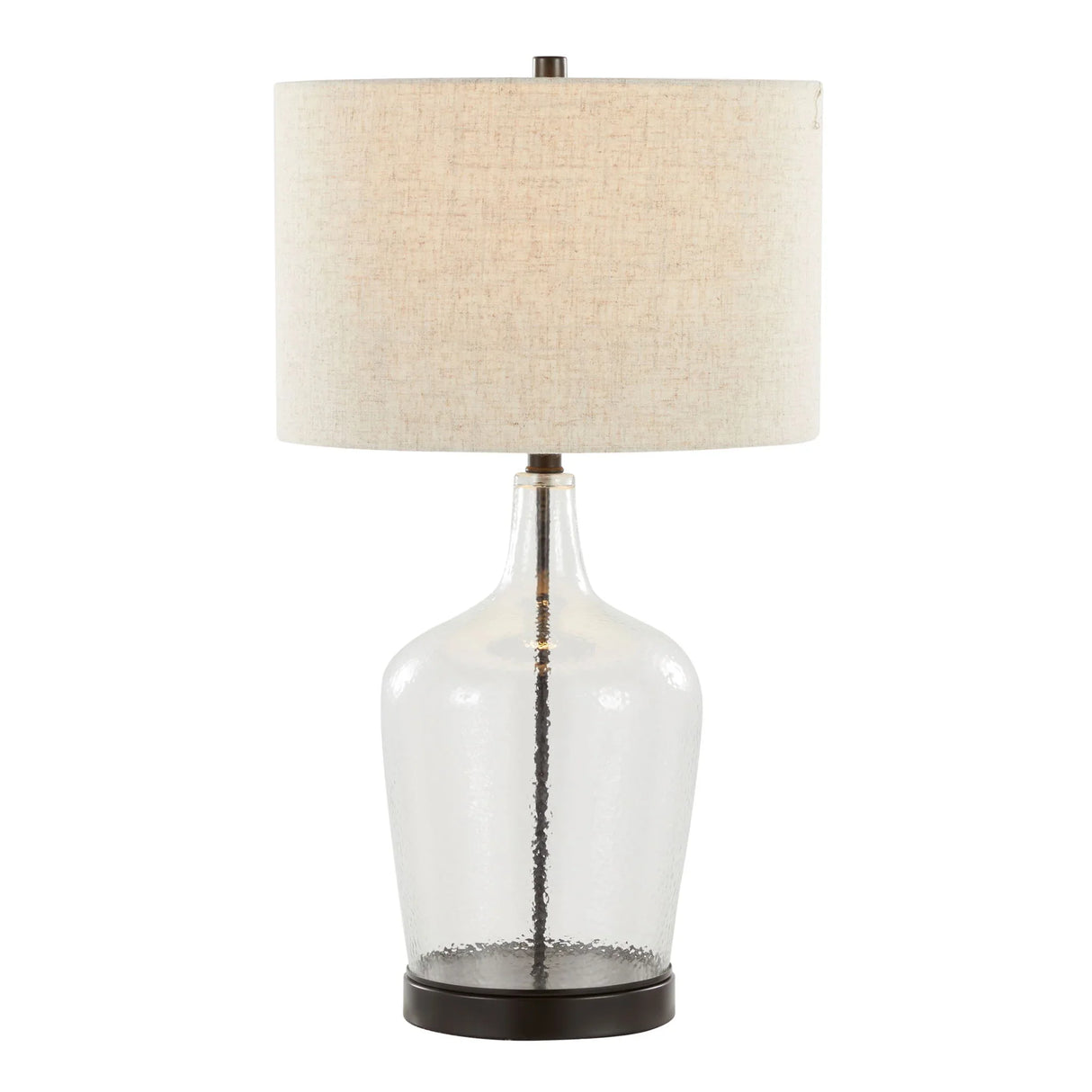 Botella - Contemporary Table Lamp Built In USB Port (Set of 2) - Clear / Oil Bronze / Natural - Furniture Home Direct