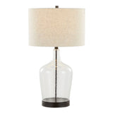 Botella - Contemporary Table Lamp Built In USB Port (Set of 2) - Clear / Oil Bronze / Natural - Furniture Home Direct