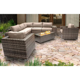 Rattan Wicker Patio Set With Cushions And Concrete Fire Pit - Furniture Home Direct