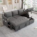 Convertible L Shaped Sofa Couch With Storage, Cup Holders, USB Ports - Furniture Home Direct