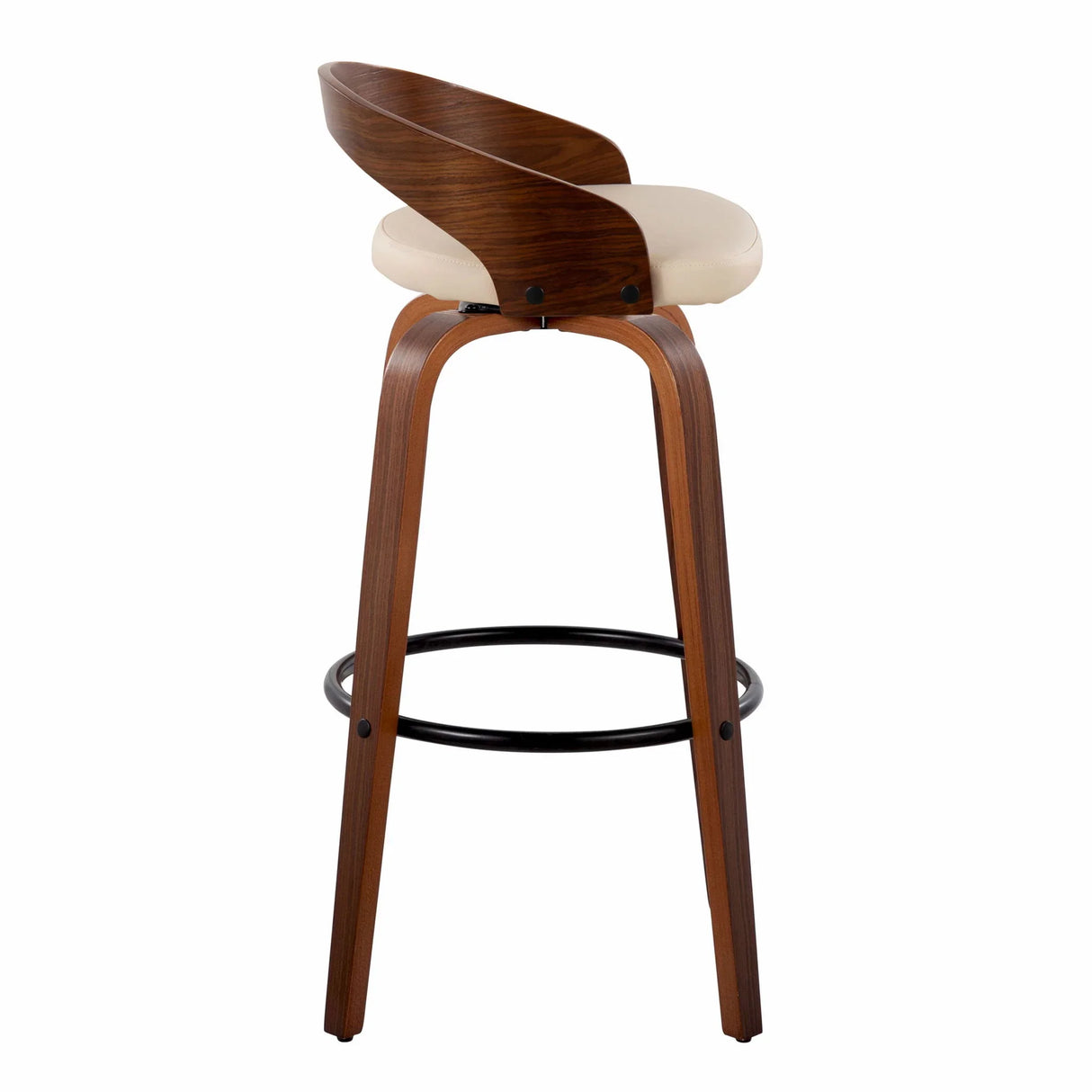 Grotto - Mid Century Modern Fixed Height Barstool & Swivel With Round Footrest (Set of 2) - Furniture Home Direct