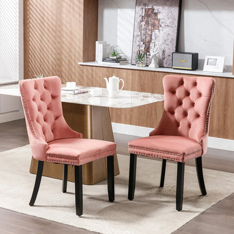 Nikki - Modern, High-End Tufted Solid Wood Contemporary Velvet Upholstered Dining Chair With Wood Legs Nailhead Trim (Set of 2) - Furniture Home Direct