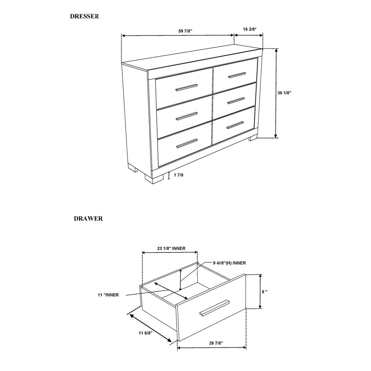 Elsa - 2 Toned And Dresser With Bar Handle And Construction - Furniture Home Direct
