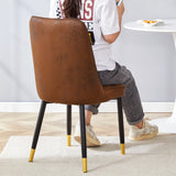 Set Of 8 Brown Faux Suede Velvet Dining Chair Set - Brown - Furniture Home Direct
