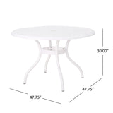 Tranquilius - Outdoor Round Dining Table With Lattice Tabletop, Umbrella Hole And Curved Legs
