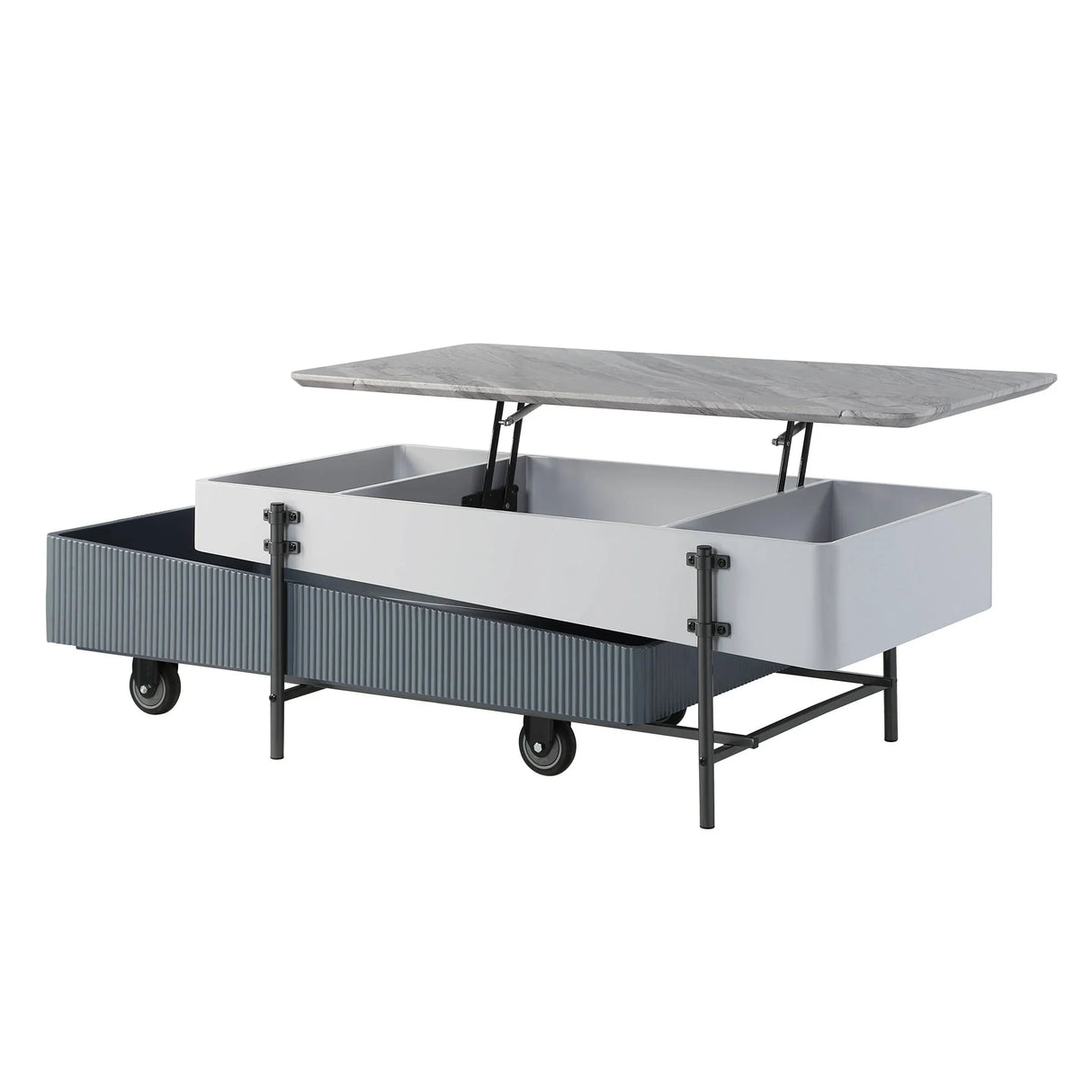 Wilkins - High Gloss Coffee Table With Lift Top - Gray / White - Furniture Home Direct