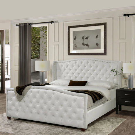 Marcella - Upholstered Shelter Headboard Bed Set - Furniture Home Direct