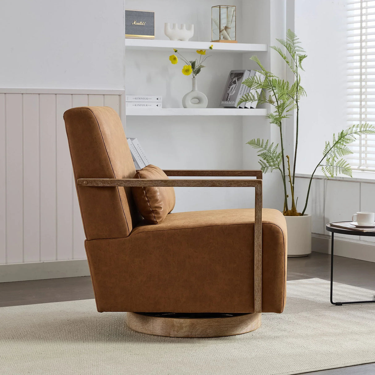 Swivel Modern Upholstered Accent Chair With Armrests - Furniture Home Direct