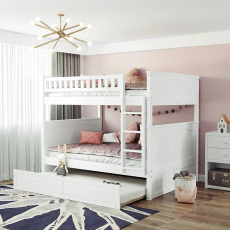Bunk Bed With Twin Size Trundle, Guardrails - Furniture Home Direct