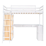 Loft Bed With Ladder, Shelves, And Desk - Furniture Home Direct