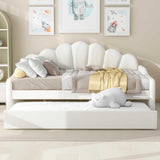 Upholstery Daybed Frame With Shell Shaped Backrest And Trundle - Furniture Home Direct