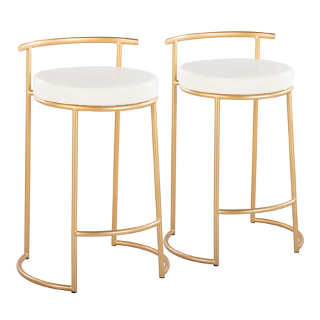 Fuji - Round Contemporary Fixed Height Counter Stool (Set of 2) - Furniture Home Direct