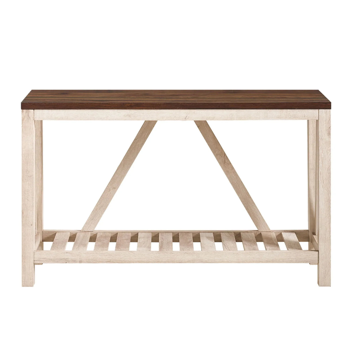 Farmhouse A Frame Entry Table With Lower Shelf - Furniture Home Direct