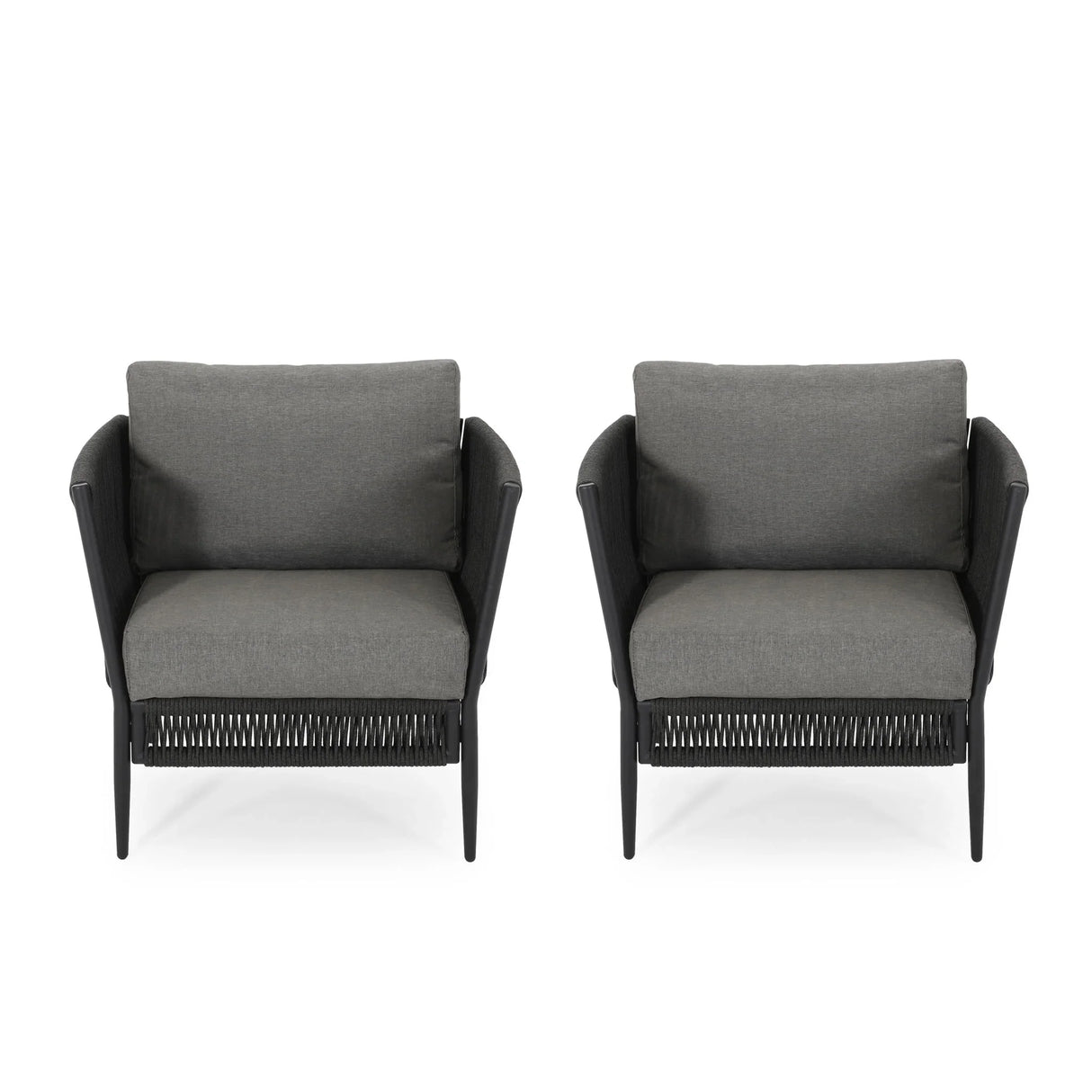 Hanford - Modern Club Chair With Woven Rope Design - Gray