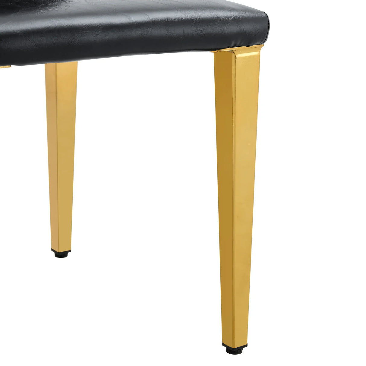 Dining Chairs Four Modern PU Leather Gold Legs Black - Furniture Home Direct