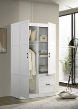 Aubree - Wardrobe Cabinet Armoire With 2 Drawers And Hanging Rod - White - Furniture Home Direct