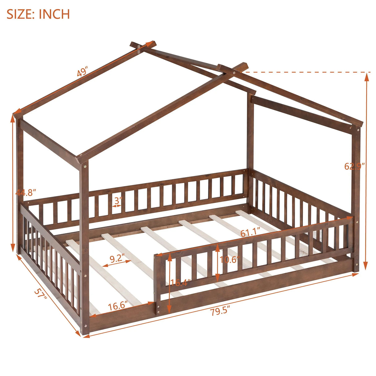 Bed House Bed Frame With Fence - Furniture Home Direct
