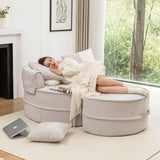 Modern Oversized Round Barrel Accent Chair With Ottoman - Furniture Home Direct