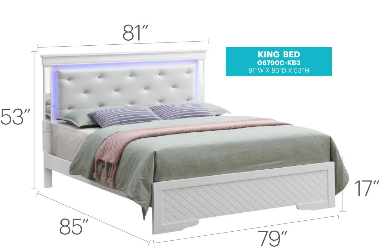 Bed With LED Light Accents Headboard - Furniture Home Direct