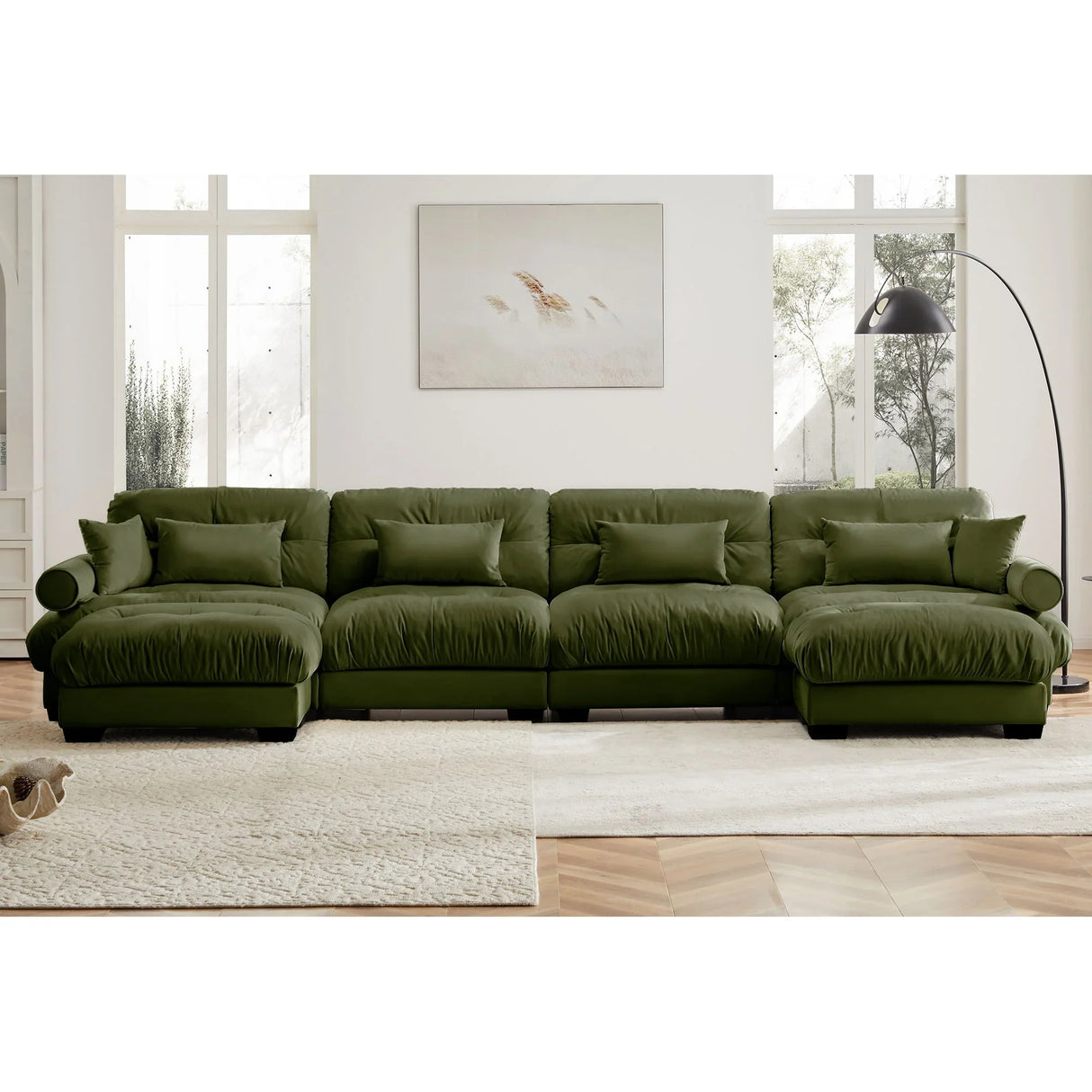 Super Comfort Oversized Modular Sectional Sofa With Movable Ottoman - Furniture Home Direct