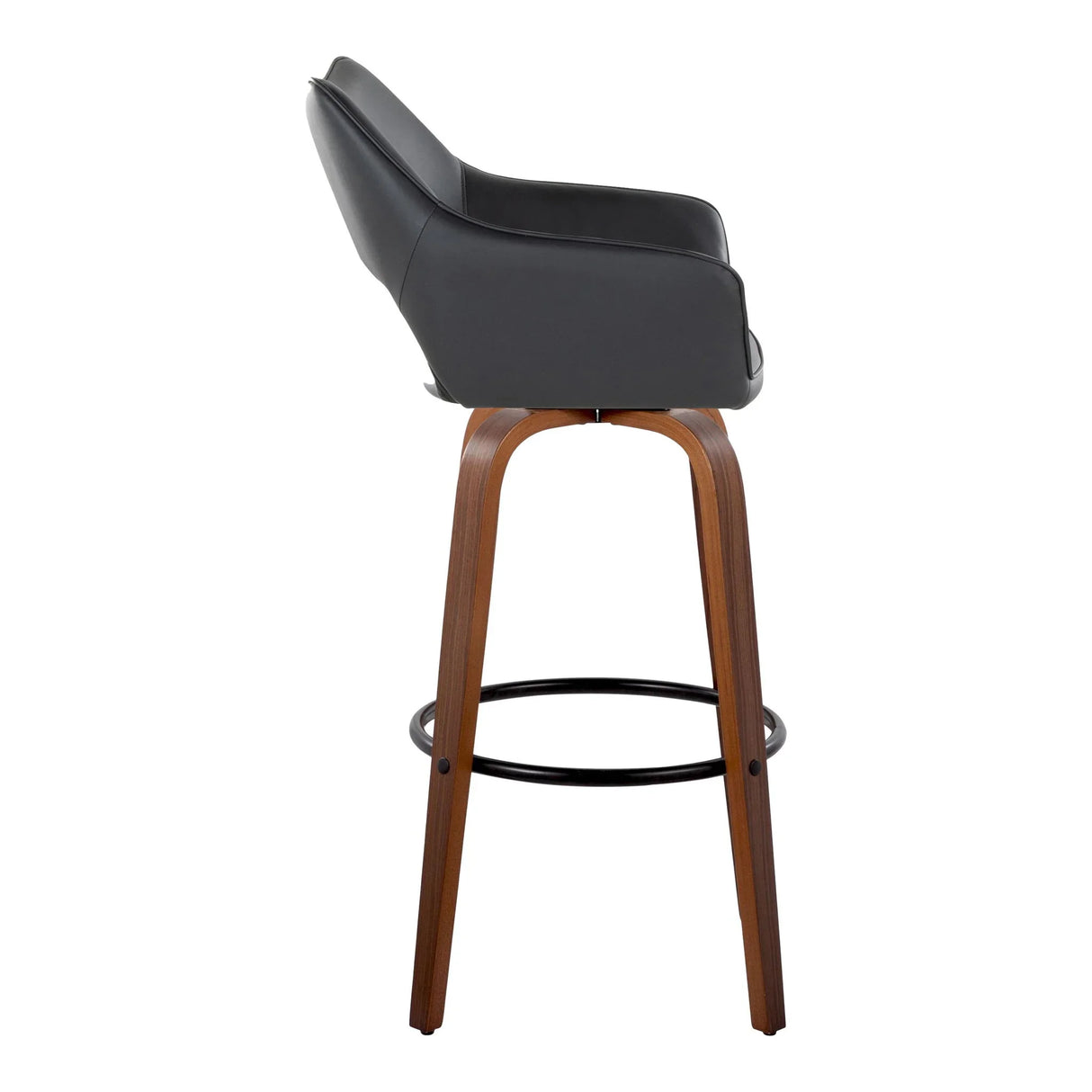 Mustang - Contemporary Fixed Height Barstool With Swivel & Round Footrest (Set of 2) - Furniture Home Direct