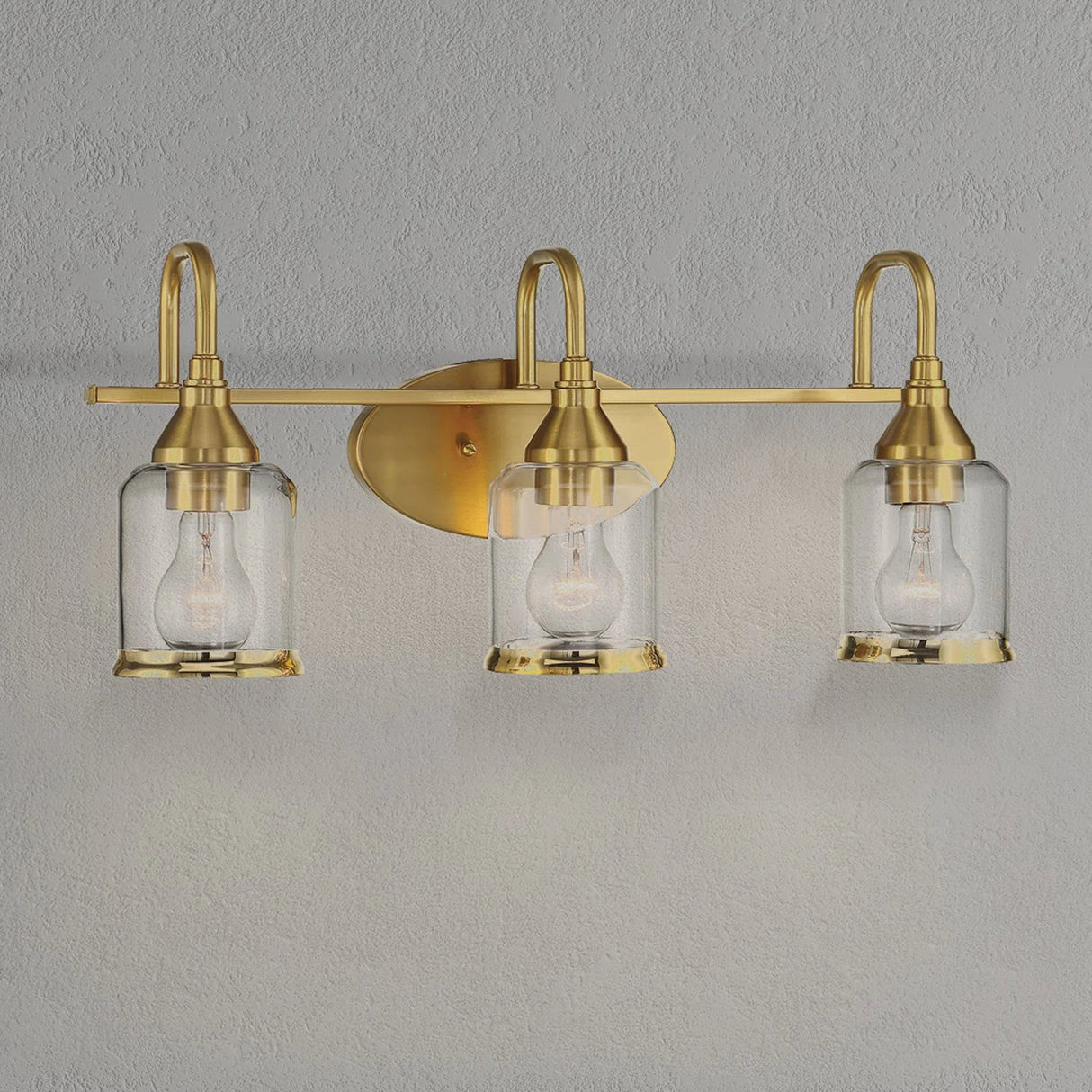 Twilight - 3 Lights Brush Contemporary Vanity Light - Clear / Gold - Furniture Home Direct