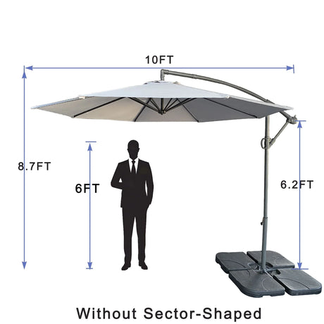 10 Ft Offset Cantilever Patio Umbrella With Crank And Tilt Adjustment For Pool, Deck, And Garden - Gray - Furniture Home Direct