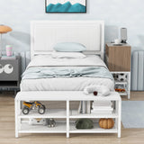 Platform Bed With 2 Tier Storage Shelves, Storage Cabinet - Furniture Home Direct