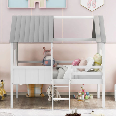 Low Loft Wooden House Bed With Two Side Windows - Furniture Home Direct