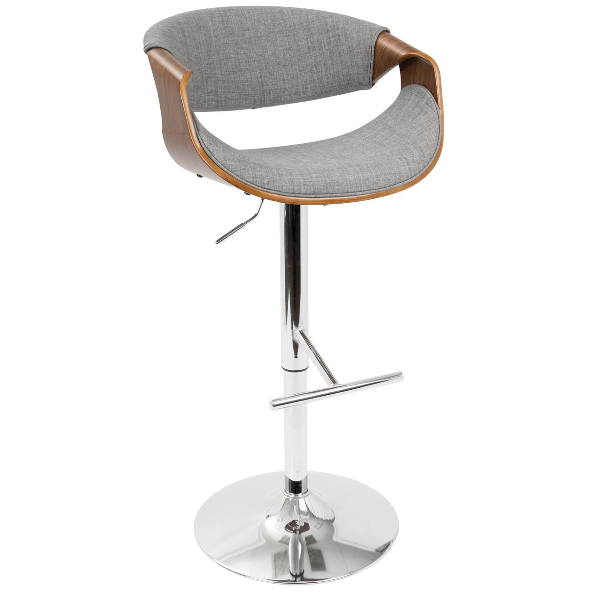 Curvo - Mid Century Modern Adjustable Barstool With Swivel With Straight T Footrest - Furniture Home Direct