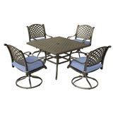 Square 4 Person 43.19" Long Aluminum Dining Set With Cushions - Furniture Home Direct
