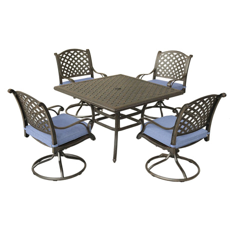 Square 4 Person 43.19" Long Aluminum Dining Set With Cushions - Furniture Home Direct