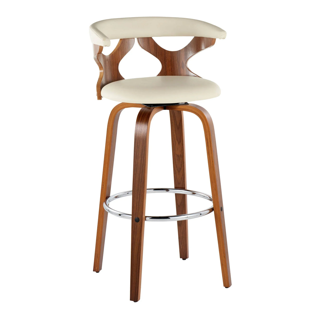 Gardenia - Mid Century Modern Fixed Height Barstool With Swivel With Round Footrest (Set of 2) - Furniture Home Direct