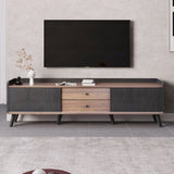 Mid Century TV Stand With 2 Storage Compartments For Tvs Up To 70'' - Dark Coffee / Black - Furniture Home Direct