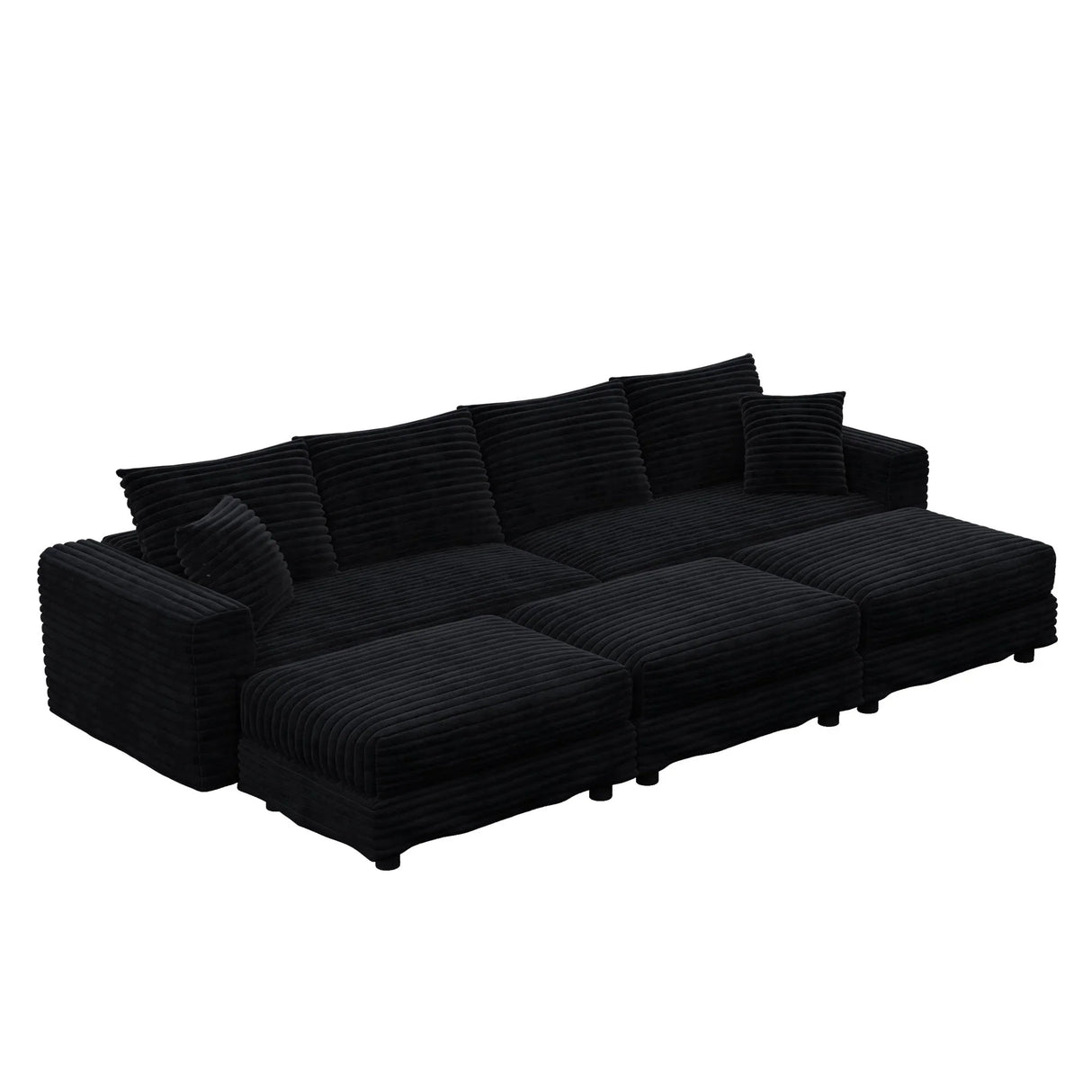Deep Seat Convertible Sofa With Soft Pillows And Ottomans - Furniture Home Direct